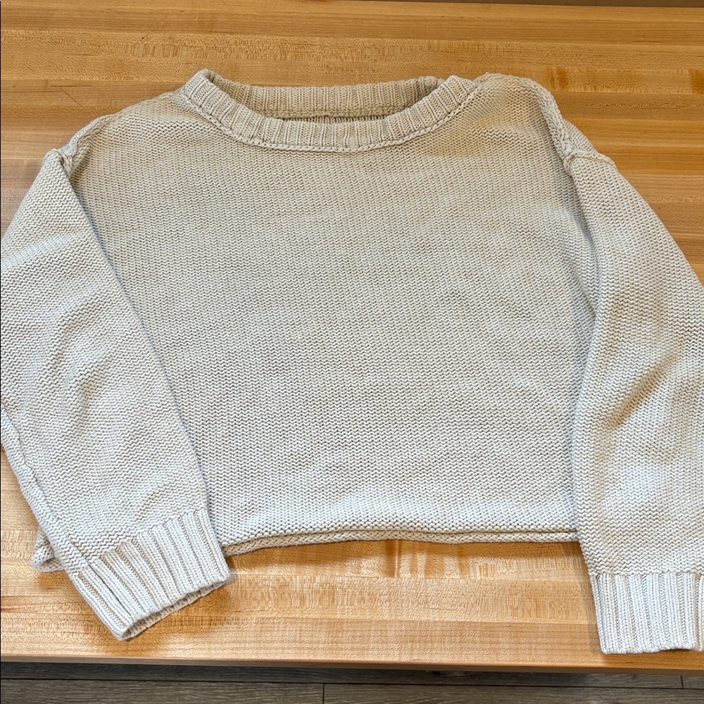 American Eagle Outfitters Light Beige Crew Neck Sweater